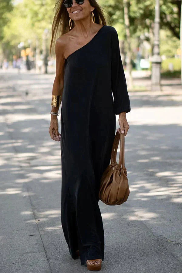LM | DIxie maxi dress with one shoulder section