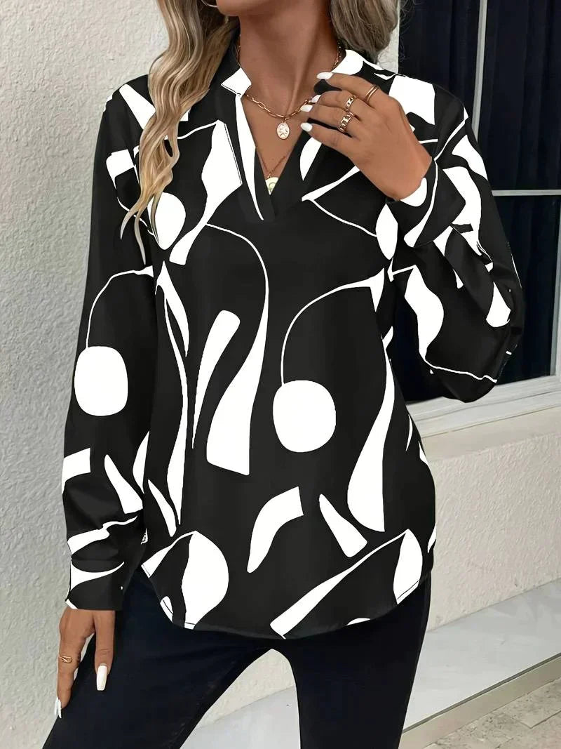 LM | Pretty blouse with V-neck and print