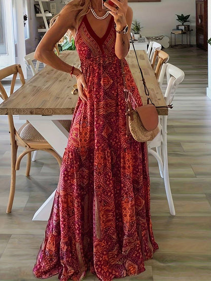 LM | Bohème maxi dress with ethnic print