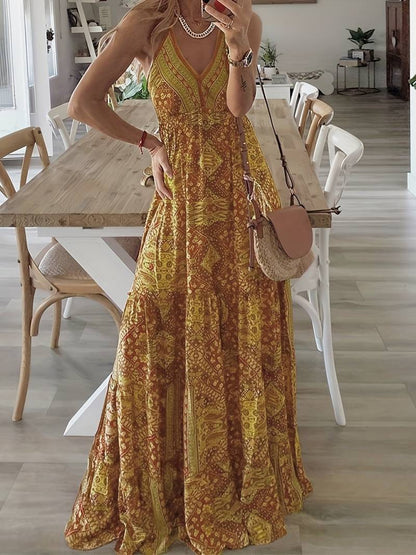 LM | Bohème maxi dress with ethnic print