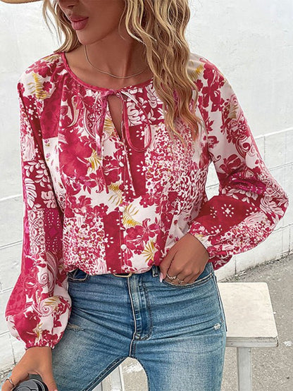 LM | Women's Woven Paisley Balloon Sleeve Shirt